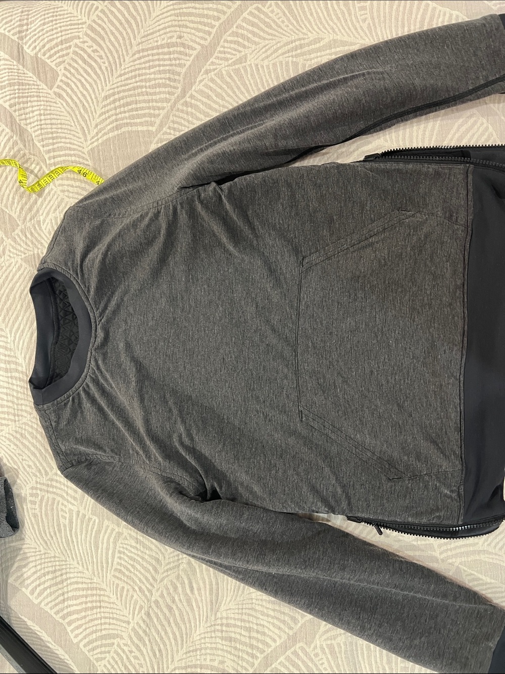 Reversible Charcoal Grey Long-Sleeve Pullover with Front Pocket